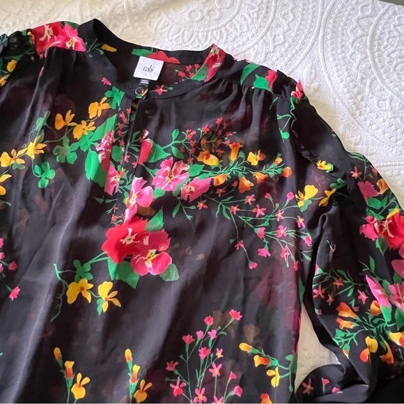 Cabi 5706 Thespian Blouse Floral Sheer Ruffles‎ romantic SIZE SMALL - Picture 8 of 8